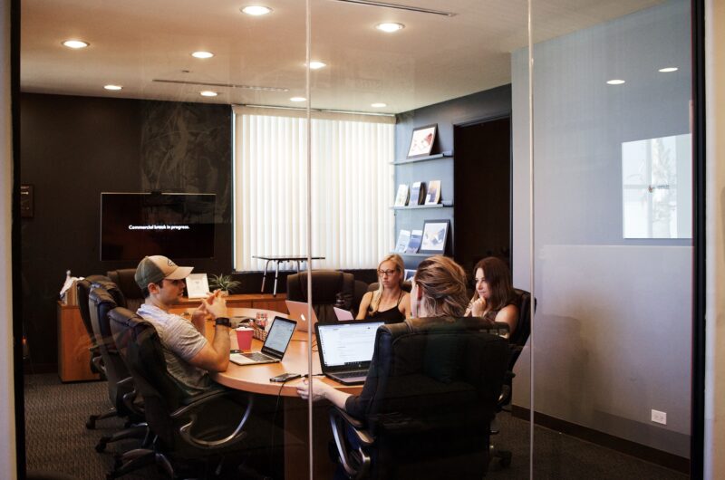 team working in a conference room